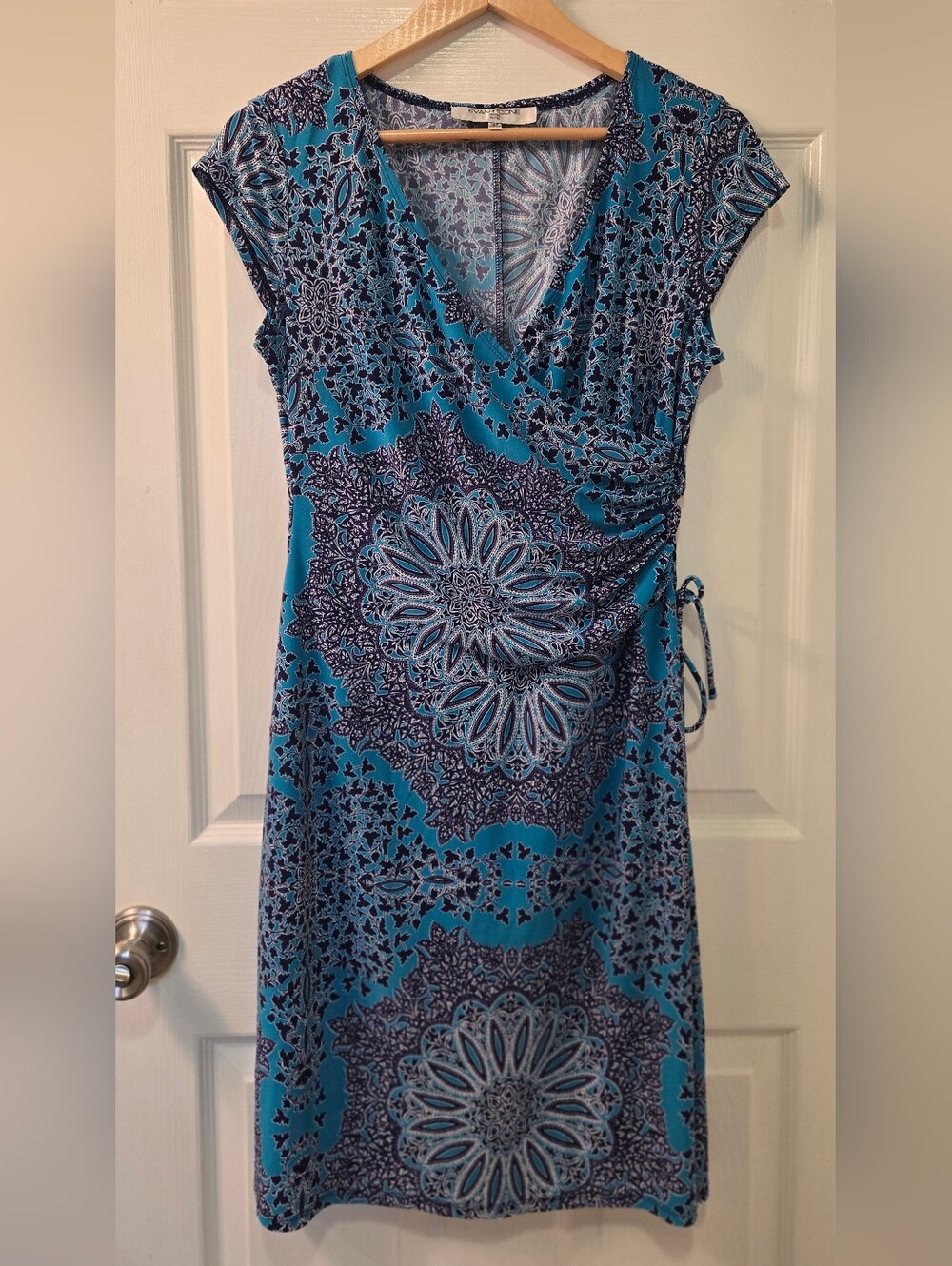 Evan Picone Blue Paisley-Print Dress